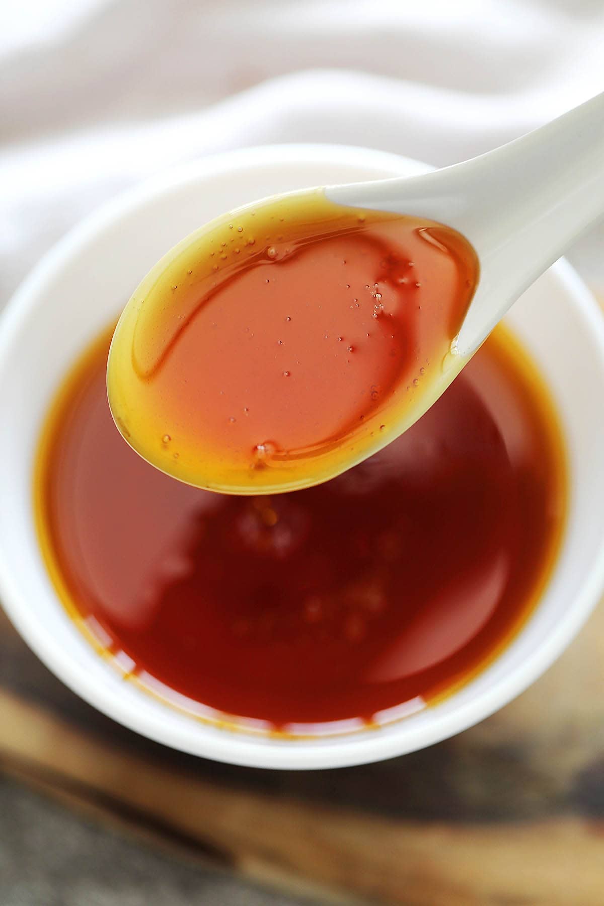 A spoonful of homemade caramel.