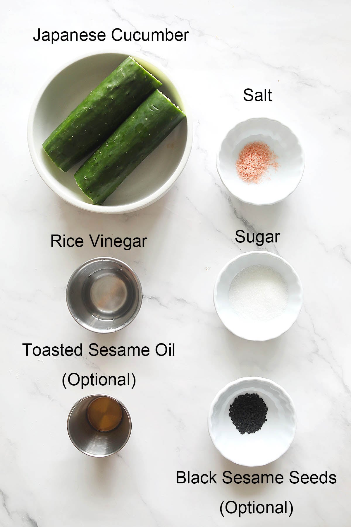 Ingredients for Japanese cucumber salad.