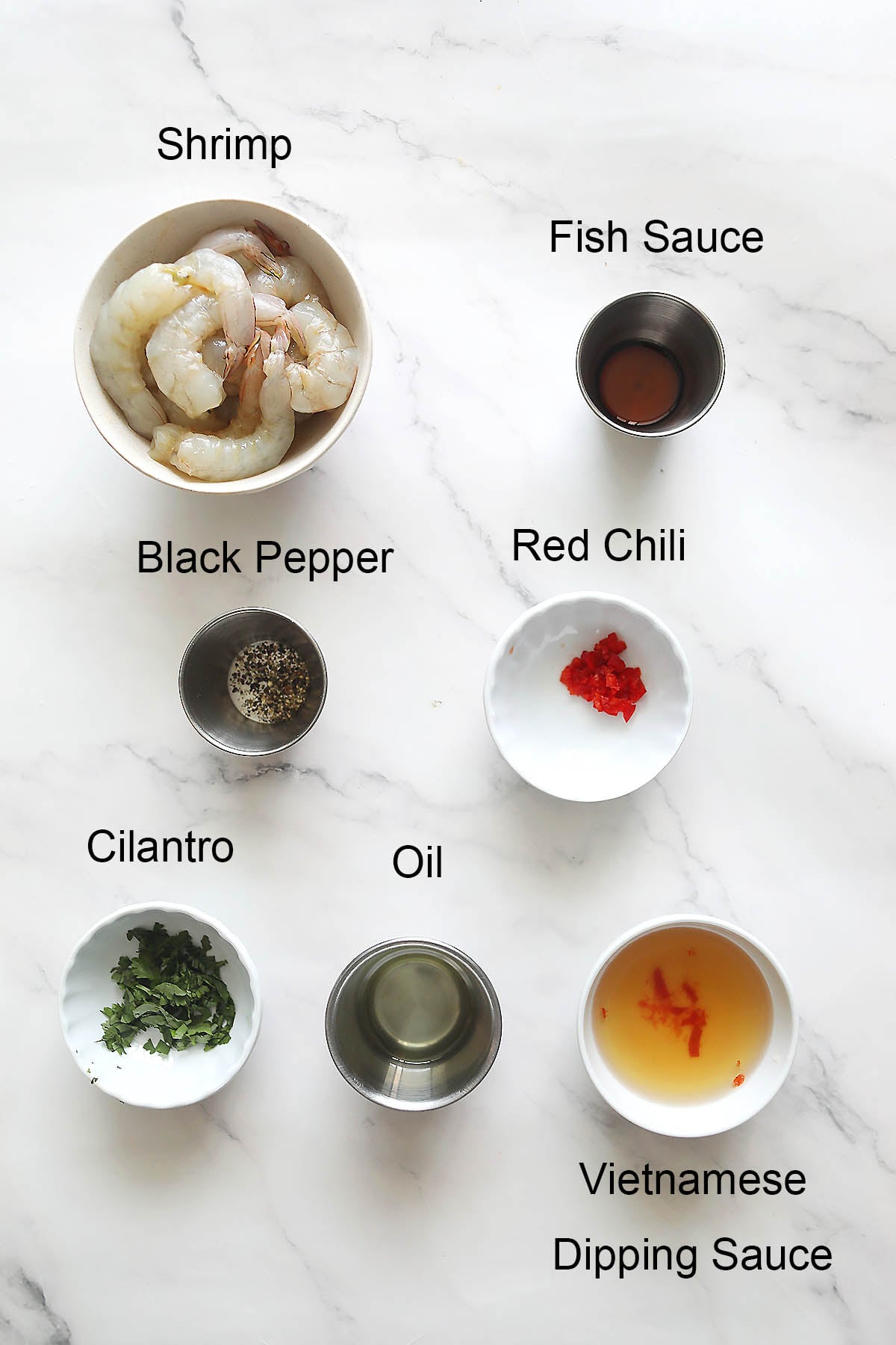 Ingredients for Vietnamese shrimp cake.