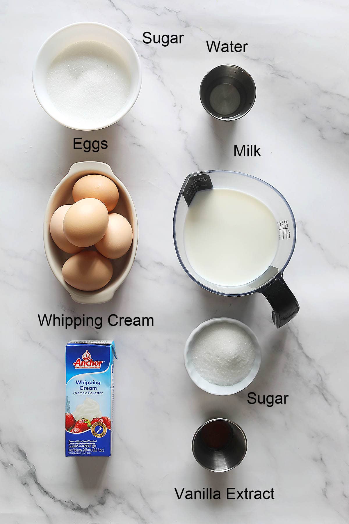 Ingredients for flan.