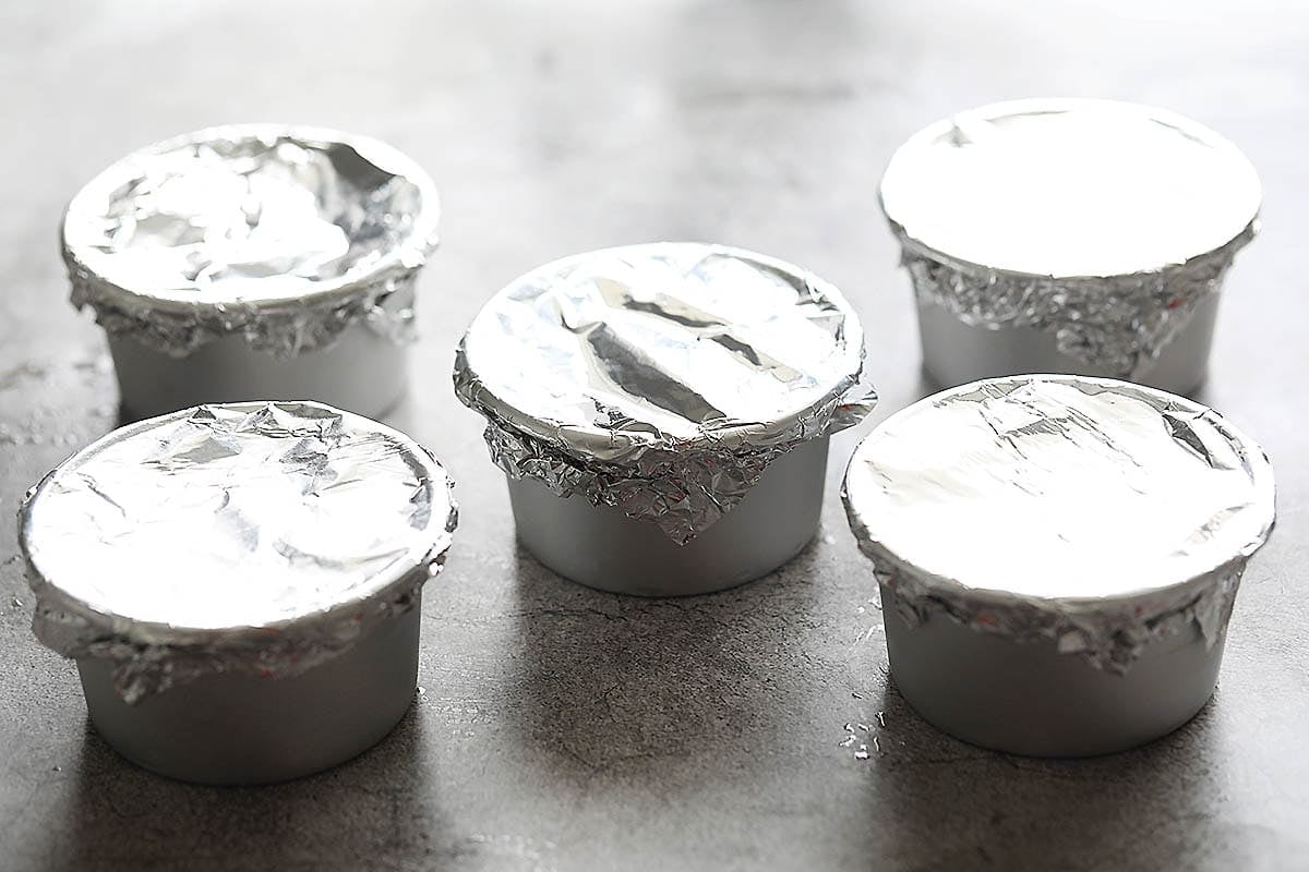 Tin molds covered with aluminum foil.