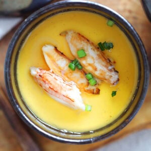 Japanese steamed egg in a chawanmushi cup.