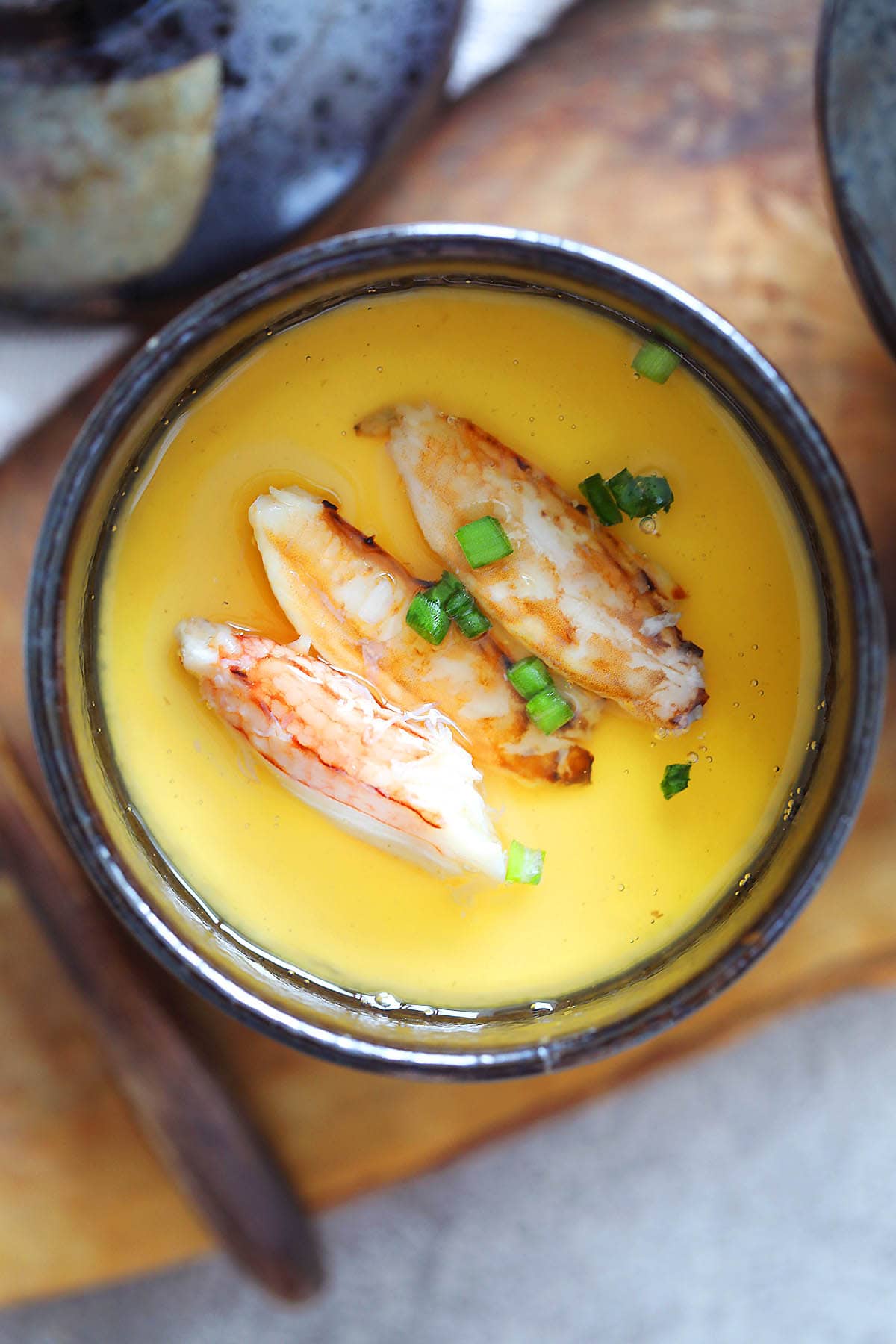 Japanese steamed egg in a chawanmushi cup.