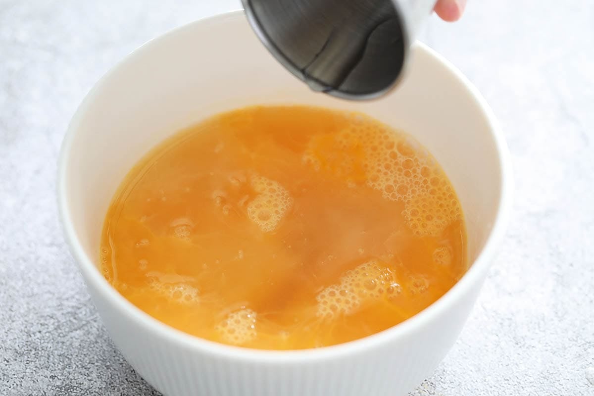 Egg mixture for Japanese steamed eggs.