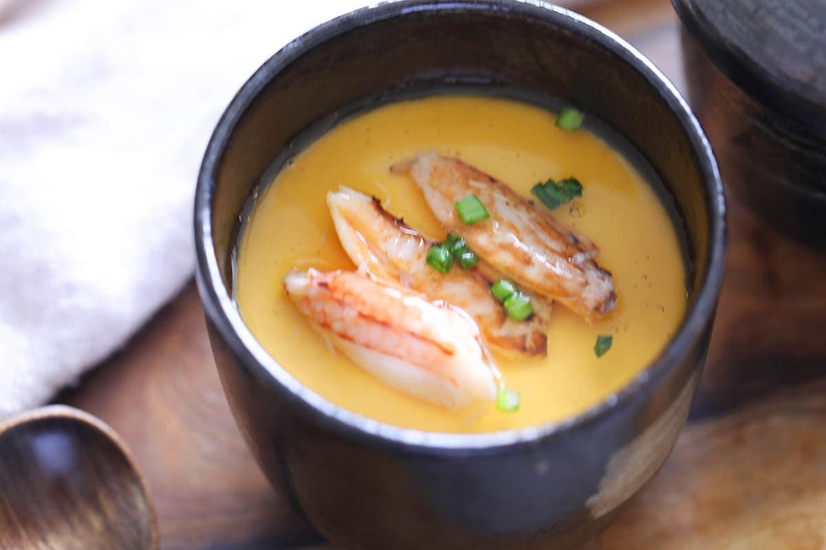 Chawanmushi recipe with homemade dashi sauce.
