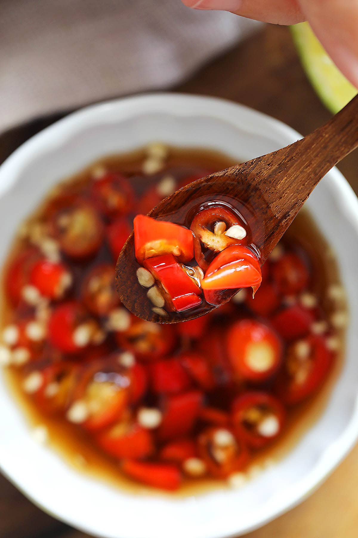 A spoonful of nam pla prik.