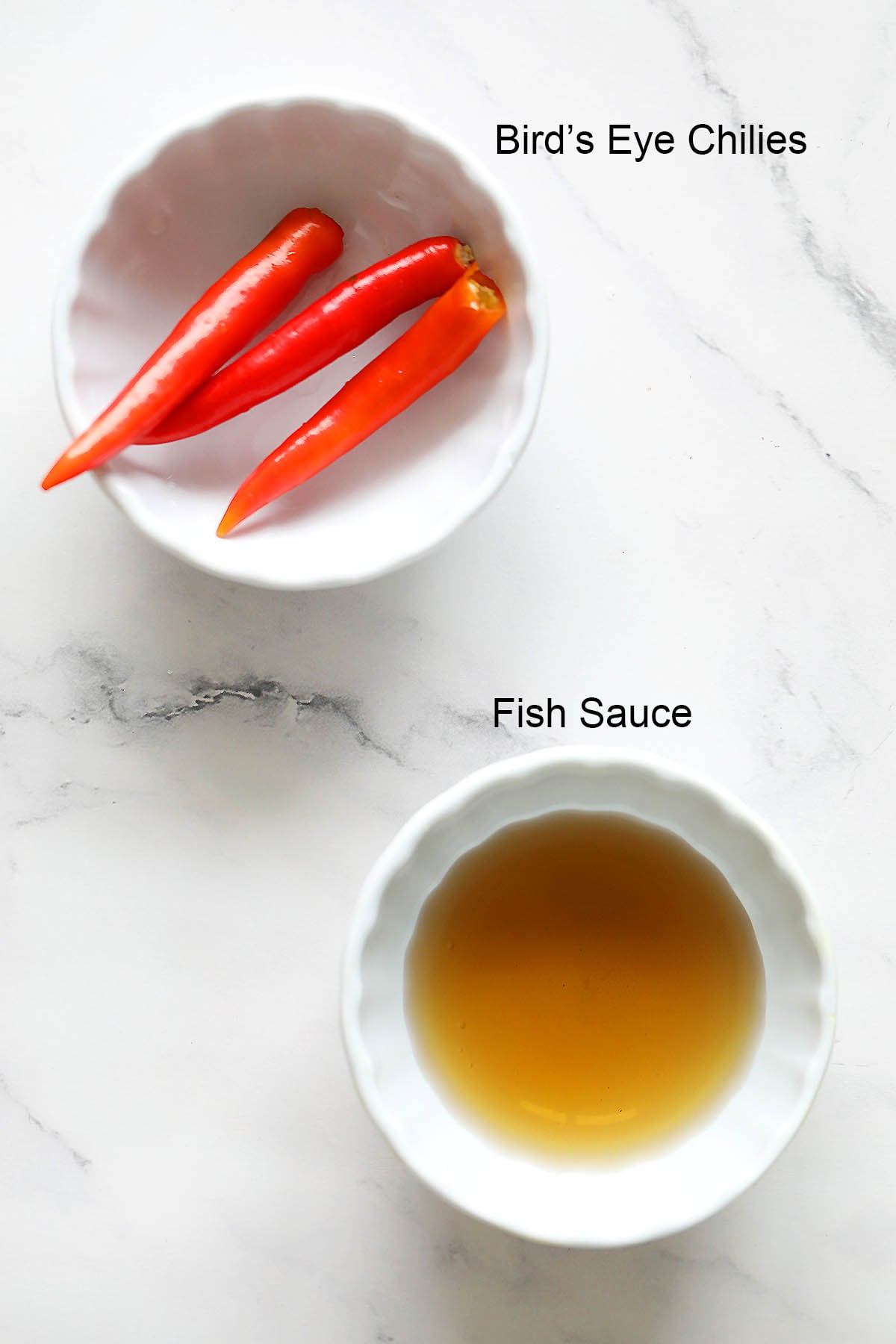 Ingredients for nam pla prik.