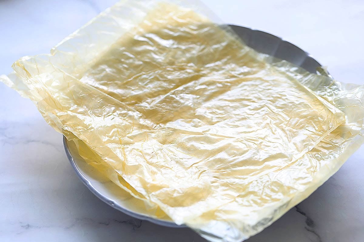 Sheets of bean curd skin.
