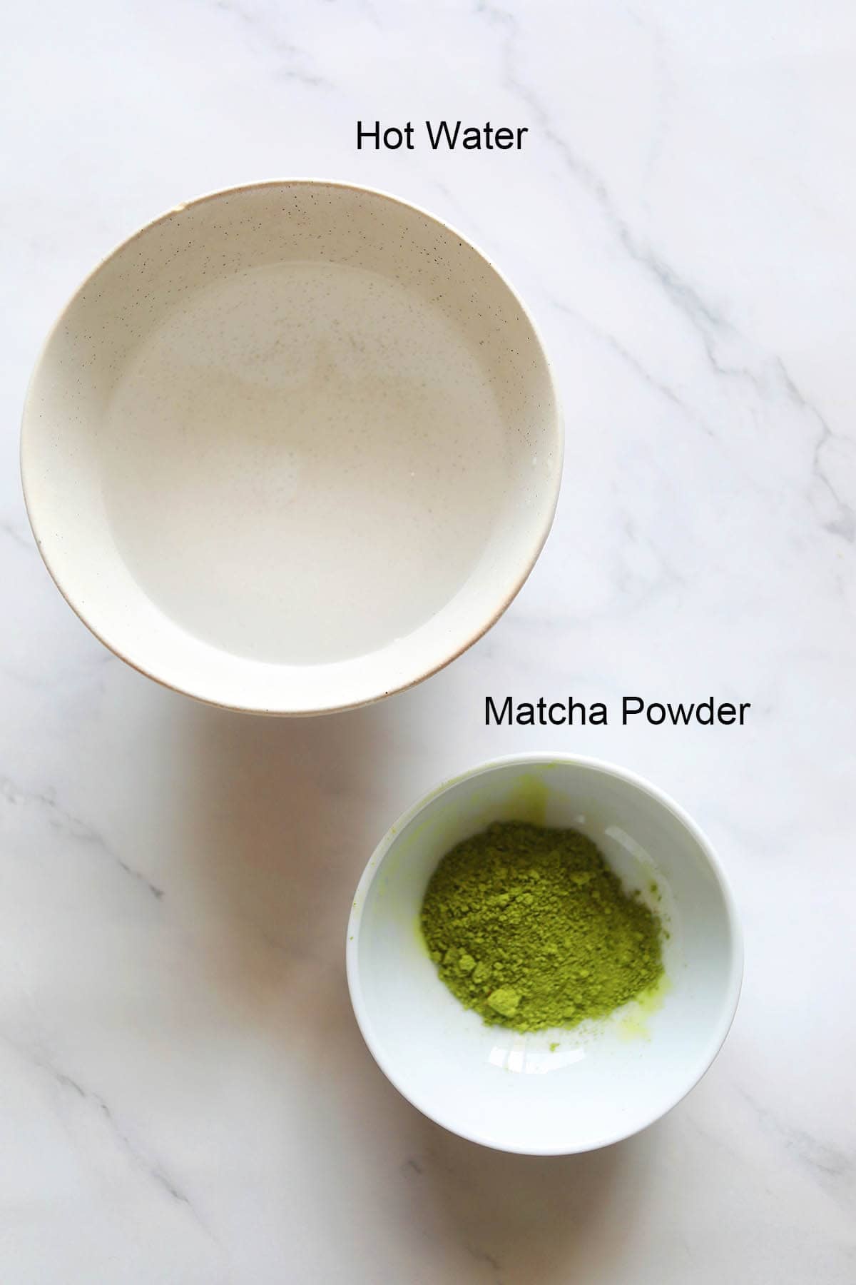 Ingredients for matcha recipe.