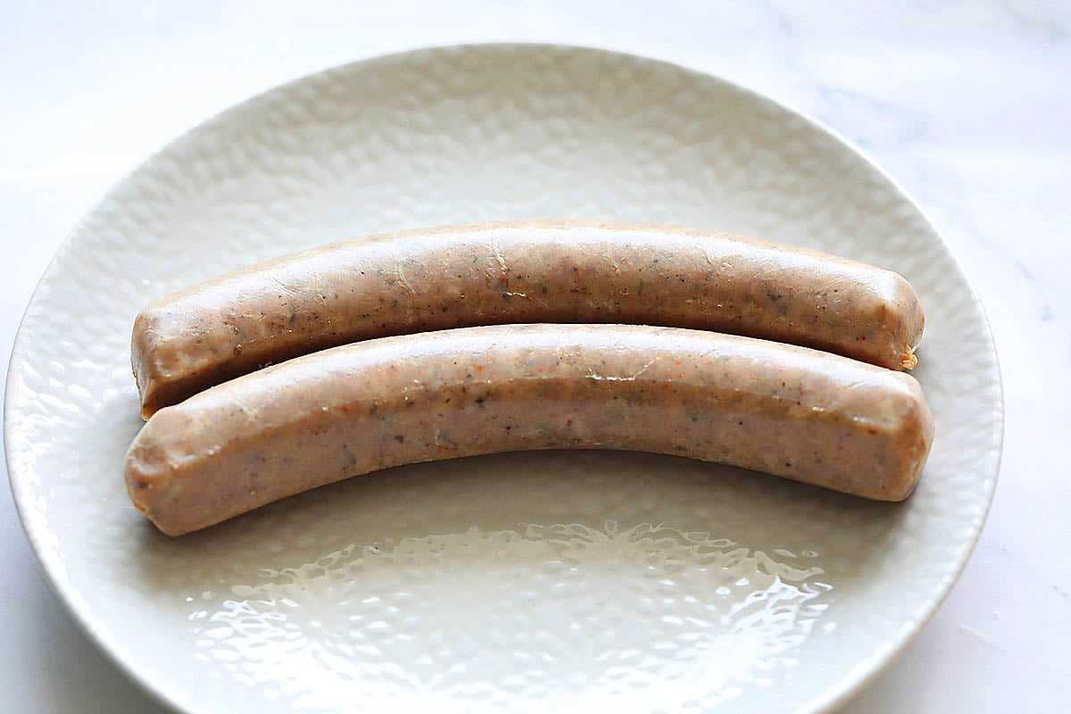 Sausages on a plate.