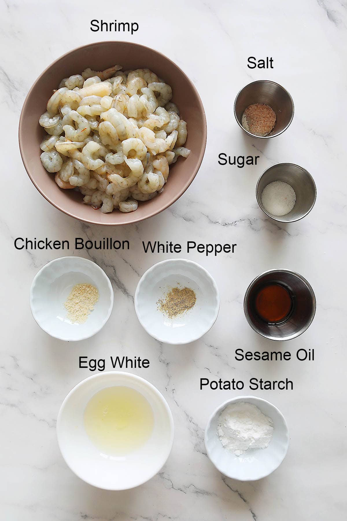 Ingredients for shrimp mousse.