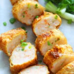 Tom tau hu ky recipe with homemade shrimp mousse.
