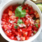 Fresh tomato salsa recipe, perfect for serving with chipotle chicken.