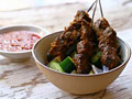 Malaysian Style Beef Satay with Spicy Peanut Sauce