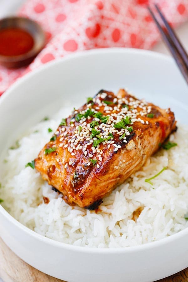 Honey Sriracha Salmon - Rasa Malaysia